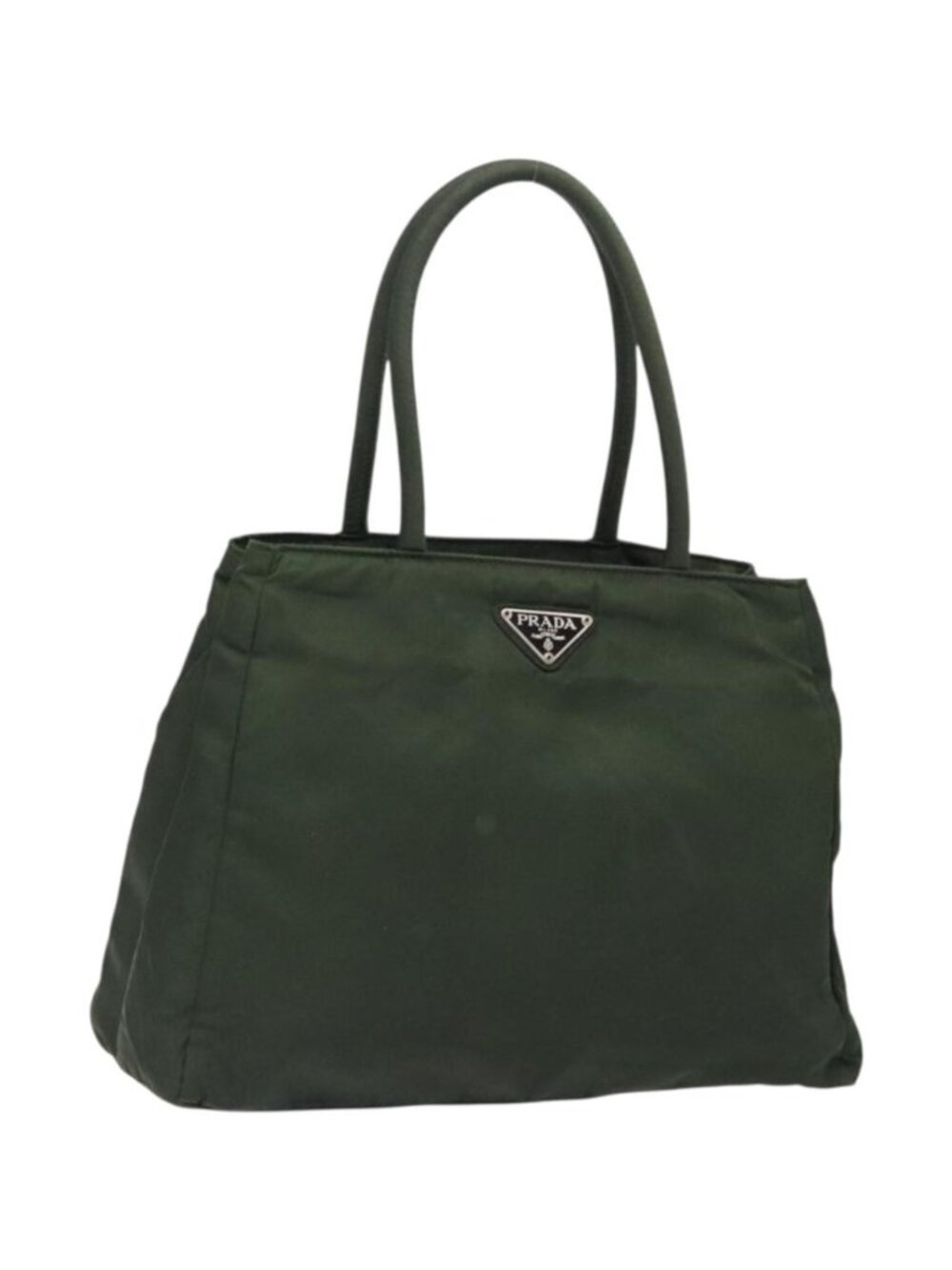 PRADA Tote Bag Nylon Khaki Silver